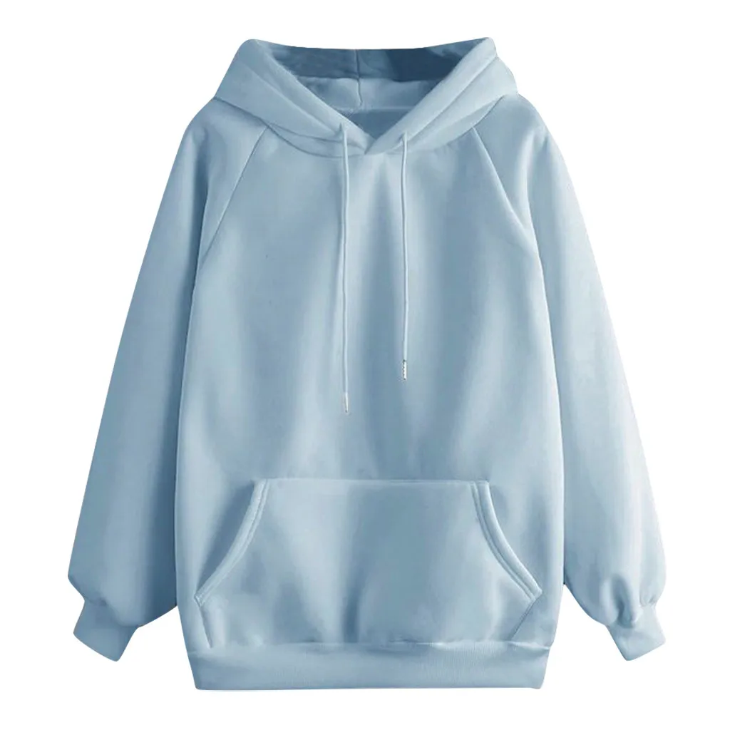 

Sweatshirts Women's Casual Solid Color Hooded Pocket Autumn Long Sleeve Full Pullover Regular Mujer Womens Sweatshirt