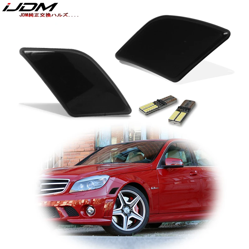 IJDM дымчатый объектив передний Боковой габаритный фонарь для 2008 11 Mercedes Pre LCI W204 C250