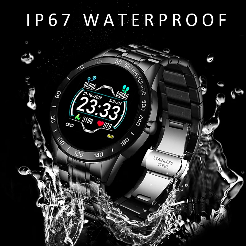 

LIGE Steel Band Smart Watch Men Heart Rate Blood Pressure Monitor Sport Multifunction Mode Fitness Tracker Waterproof Smartwatch