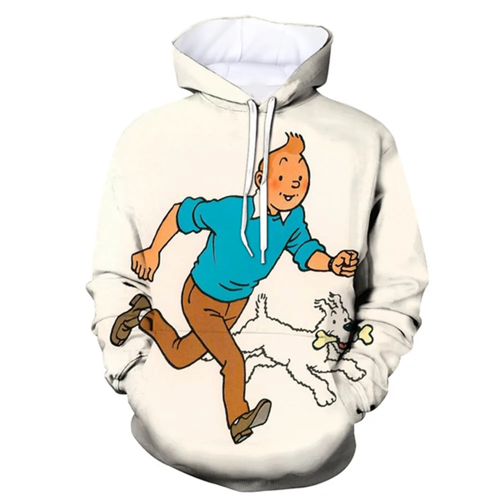 

New Fashion Spring And Autumn Sportswear 3DHoodie Cartoon And Tintin Men's Women's Children's Hoodie Long Sleeve Pullover Jacket