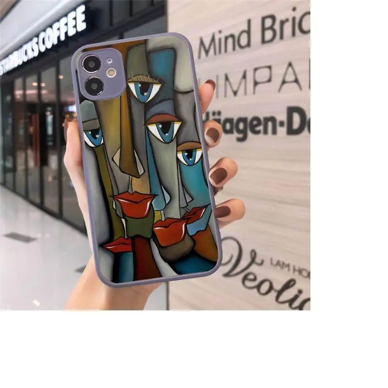 

Picasso abstract Art painting Phone Case For iPhone 12 11 Mini Pro XR XS Max 7 8 Plus X Matte transparent Gray Back Cover