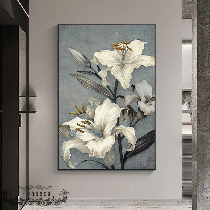 Ретро картина маслом подсолнуха лилии принты на холсте геометрический узор