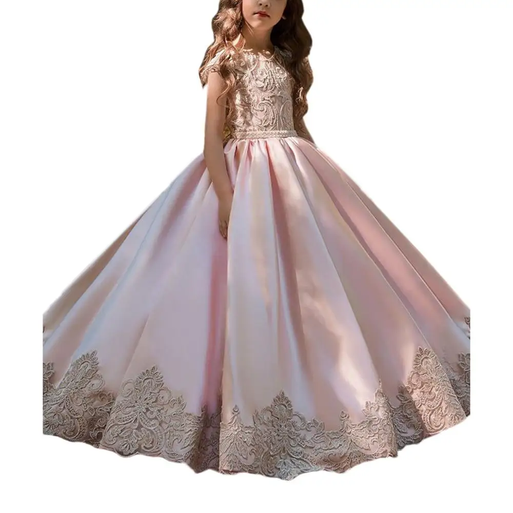 Тюлевое кружевное ТРАПЕЦИЕВИДНОЕ платье принцессы с цветами для девочек
