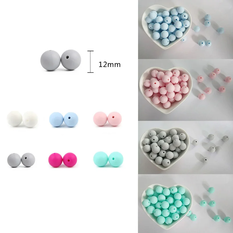 50 шт. Силиконовые бусы для прорезывания зубов малышей 12 мм Экологичное пищевое