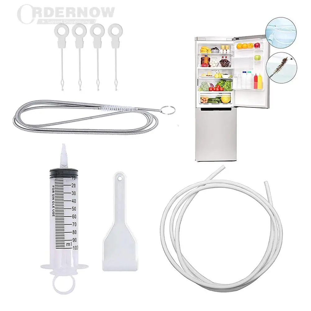 

8pcs Refrigerator Dredge Pipe Drain Cleaner Household Fridge Suction Flexible Hose Washing Tools Set Accessories