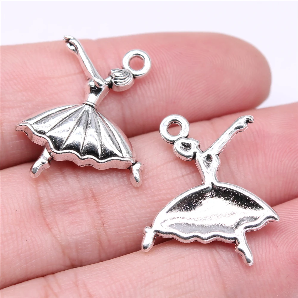 

WYSIWYG 10pcs Charms 26x21mm Ballet Charms For Jewelry Making Antique Silver Color DIY Jewelry Findings Pendant