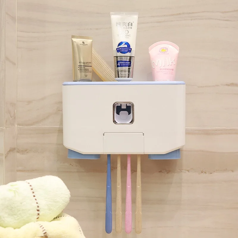 

Wall Mount Toothpaste Squeezer Automatic Toothpaste Dispenser Toothbrush Holder Bathroom Accessories Storage Toothbrush Rack