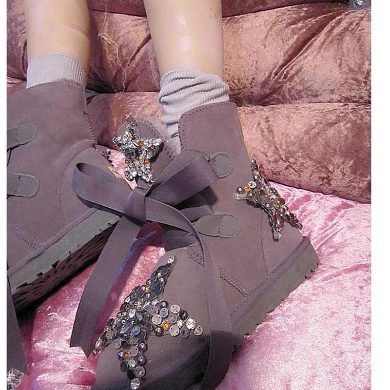 

In the tube from the stars, your leather rhinestones straps snow boots rhinestones leather lace women's cotton shoes