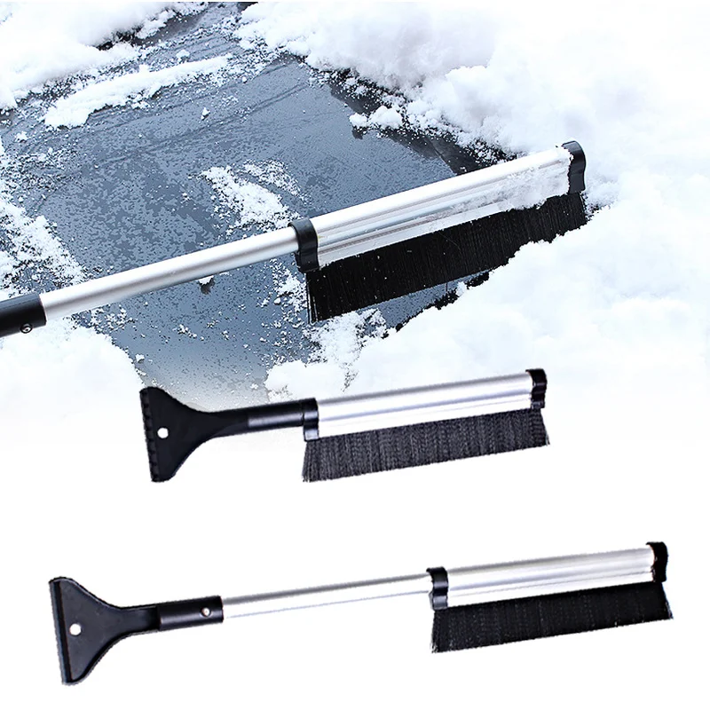 Зимняя автомобильная лопата для снега 2-в-1, автомобильный скребок для лобового стекла, крыши, льда, выдвижная щетка для удаления снега, автом...