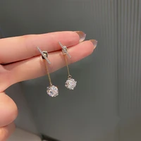 2021 new korean crystal temperament fine drop earrings long metal tassel fashion geometric women senior earrings jewelry