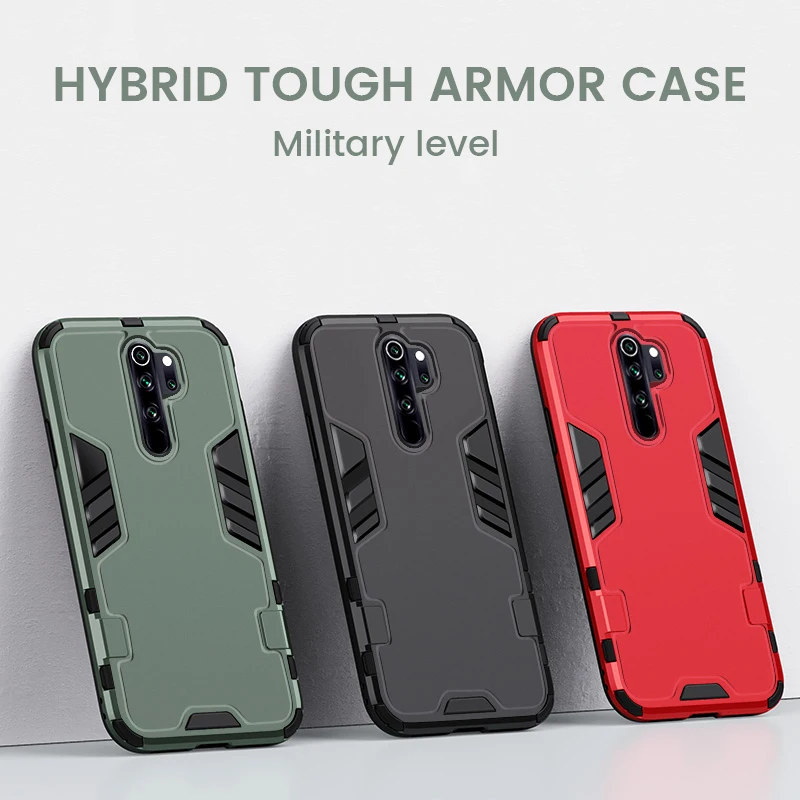 

Luxury Shockproof Hybrid Tough Armor Phone Case on For xiaomi redmi note 8 pro k20 pro mi9t mi 9t Silicone Matte PC Back Cover