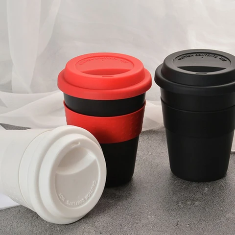 1 шт. 400 мл многоразовая термоизоляционная керамическая дорожная кружка для чая кофе Дорожная кружка чашка с нескользящим рукавом и силиконовой крышкой
