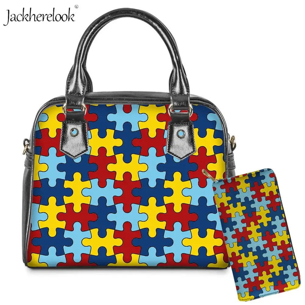 Jackherelook 2 шт. Autism Awareness печатная сумка с верхней ручкой через плечо из