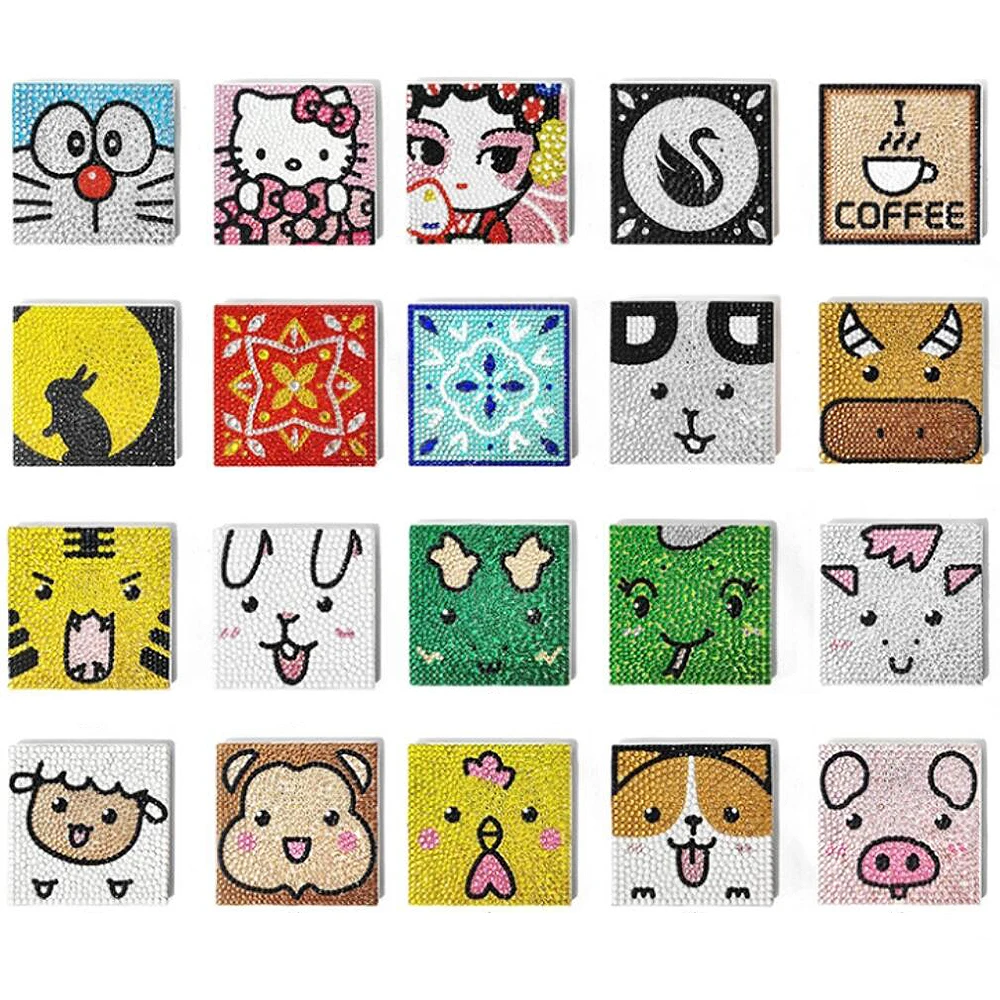

5D DIY Diamond painting Mini Coaster Water Cup Ceramics Insulation Pad Cartoon handmade art Children's DIY Home Decor