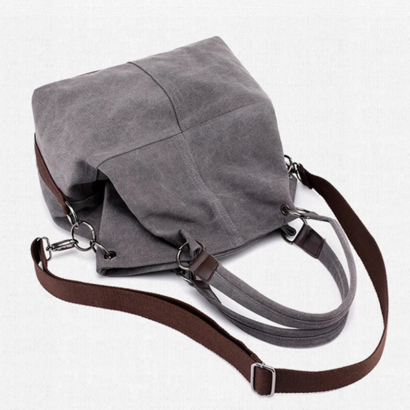 

High Quality Canvas Women Handbag Casual Large Capacity Female Totes Multifunction Solid Color Shoulder Bag