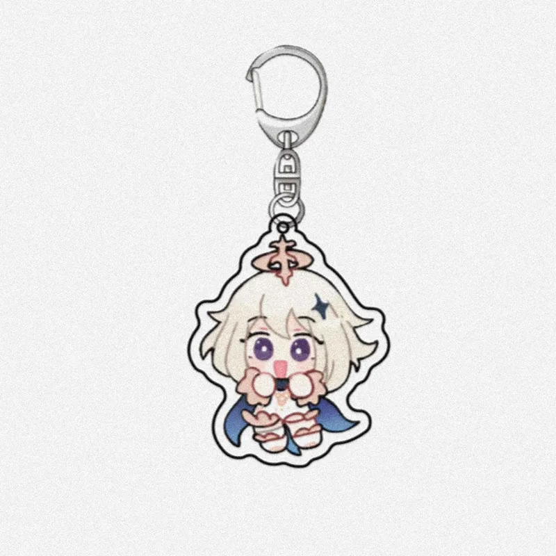 

Game Genshin Impact Acrylic Keychain Cartoon Figure Venti Paimon Player Diluc Klee Pendent Keyring Gift
