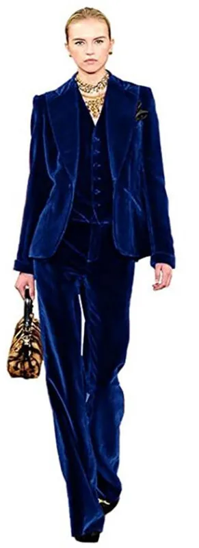 Бархатные офисные женские костюмы из 3 предметов, женские брючные ...