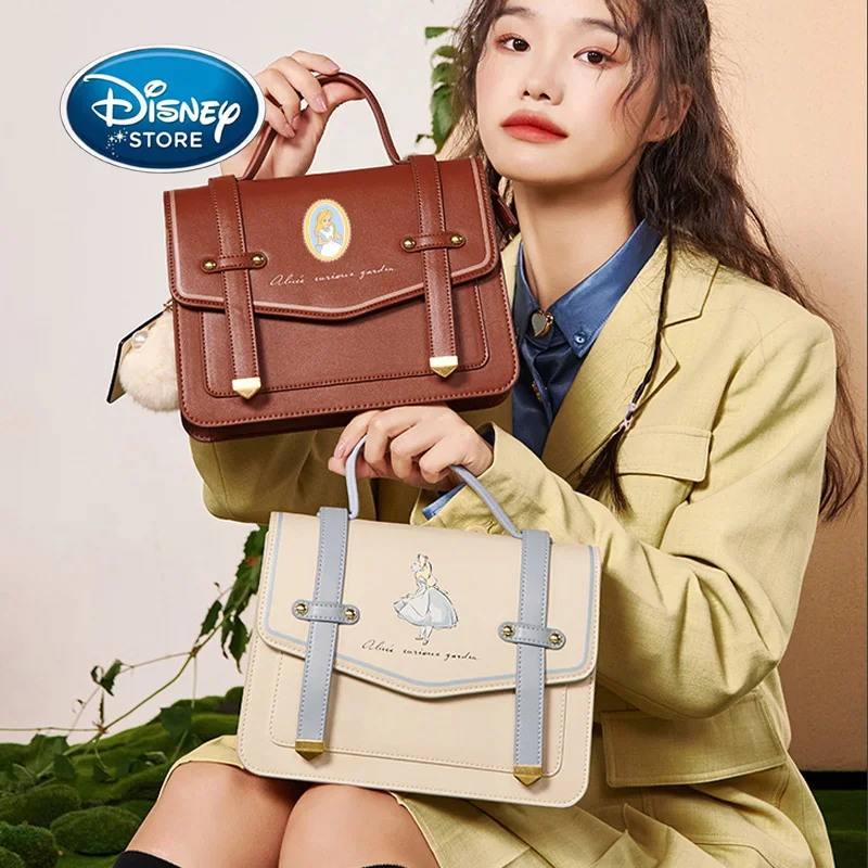 Disney Co-Branded Alice In Wonderland JK College Style Backpack Messenger Bag Female PU Leather Girl Princess Shoulder Bags