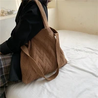 yoreai handmade lady retro chic crochet handbag 2021 korean fashion knitting square harajuku shoulder diagonal bags tote bag