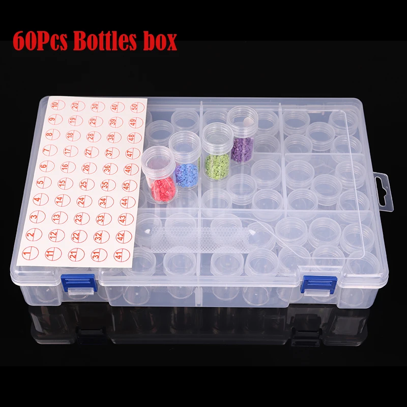 

32/60pcs Bottles Diamond Painting Tools Accessories Storage Box Beads Container Diamond Embroidery Stone Mosaic Convenience Box