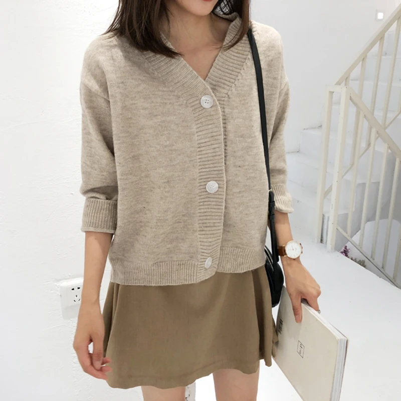 2020 Women Knit Cardigans Sweaters Solid V Neck Loose Knitwear Spring Autumn Single Breasted Jacket Coat Tops Cardigan Outwear |