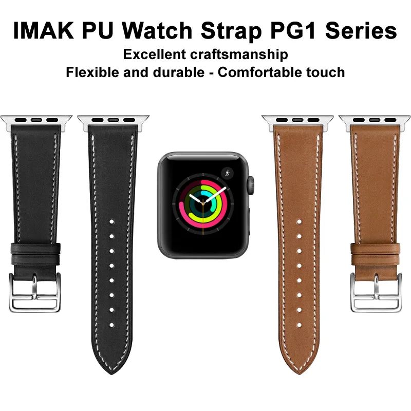 

Imak PU Watch Band for Apple Watch 38mm 40mm 41mm 42mm 44mm 45mm Strap Leather Watchband for Apple Watch Series 7 6 5 4 3 2 1