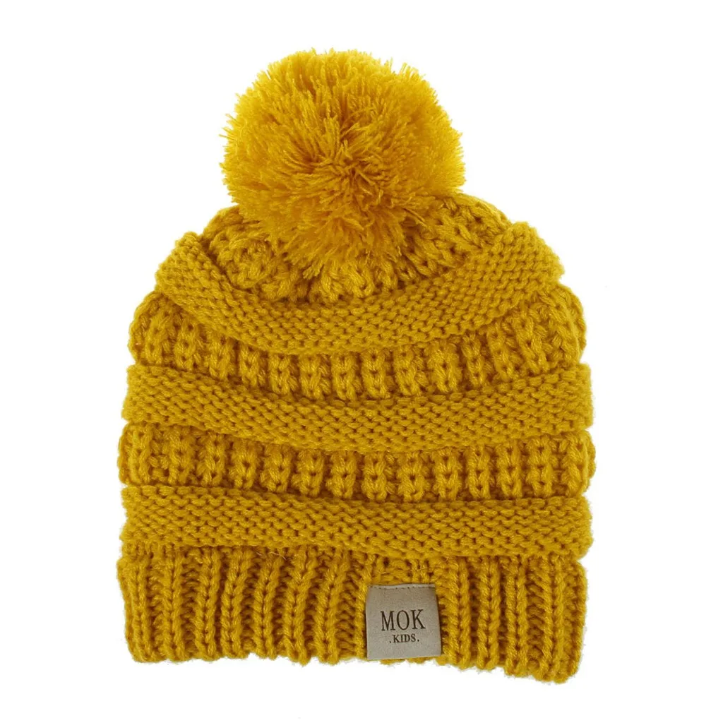 Вязаная шапка для девочек и мальчиков детская теплая зимняя повседневная