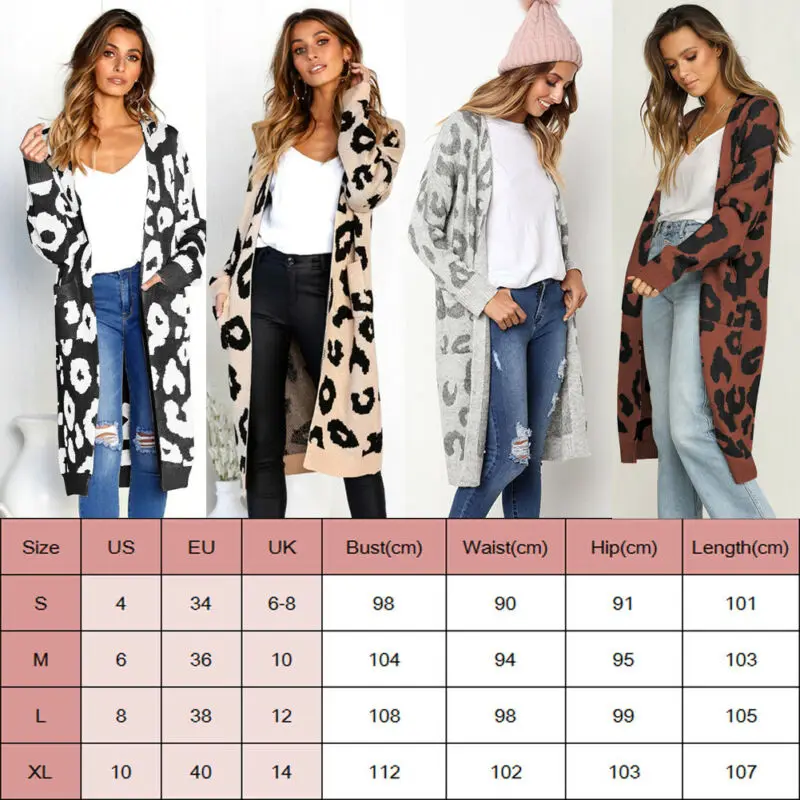 

Women Cardigan Sweaters Leopard Print Knitted Coat Women's Sweater Top Female Long Sleeve Clothes Autumn Winter sweater women
