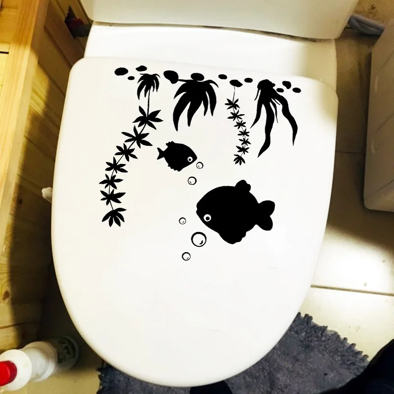 Модные виниловые наклейки на стену в виде рыбок и аквариума для туалета домашний