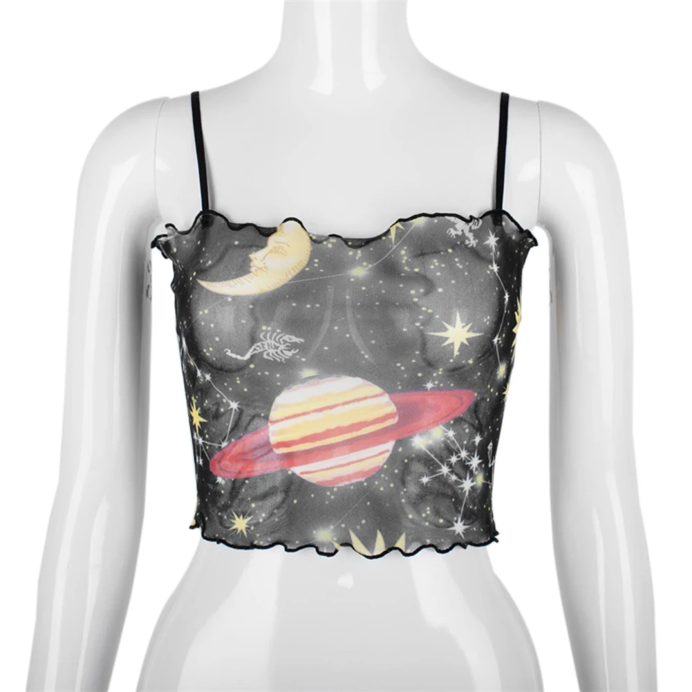 Женская летняя повседневная майка со звездами и Луной космическим принтом