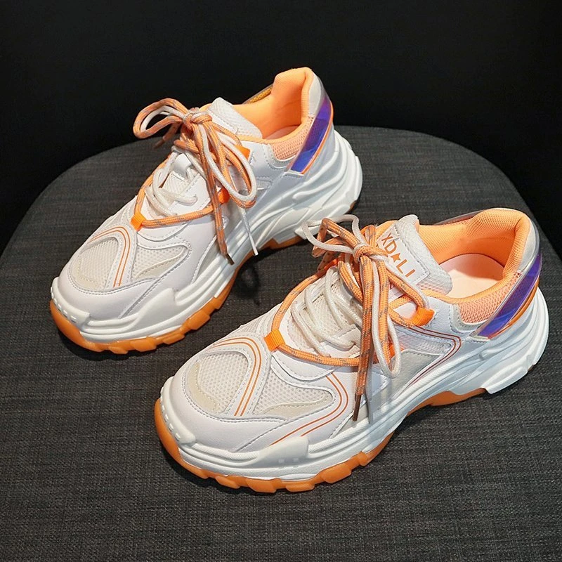 

Женские кроссовки на массивной платформе, со шнуровкой, сетчатые, повседневная обувь 2020 Ulzzang, дизайнерские женские кроссовки с вулканизиров...