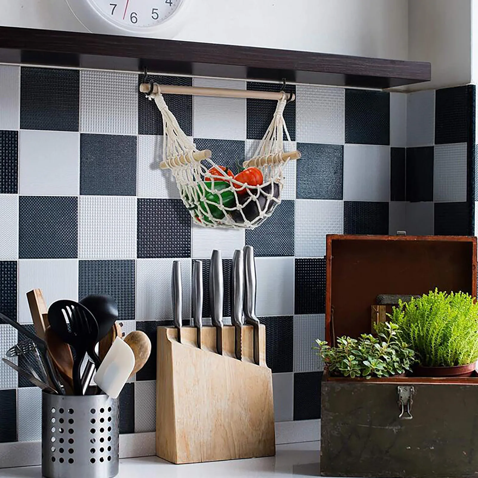 Hanging Fruit Hammock Handwoven Cotton Veggie or Banana Hammocks Under Cabinet Kitchen Storage That Saves Counter Space at Home |