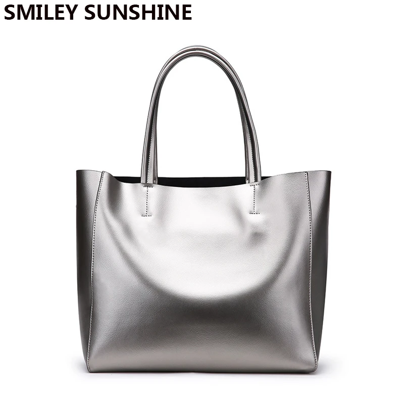 SMILEY SUNSHINE, серебряные женские сумки из натуральной кожи, роскошные брендовые Большие женские сумки через плечо, женские сумки, сумки с верхней ручкой