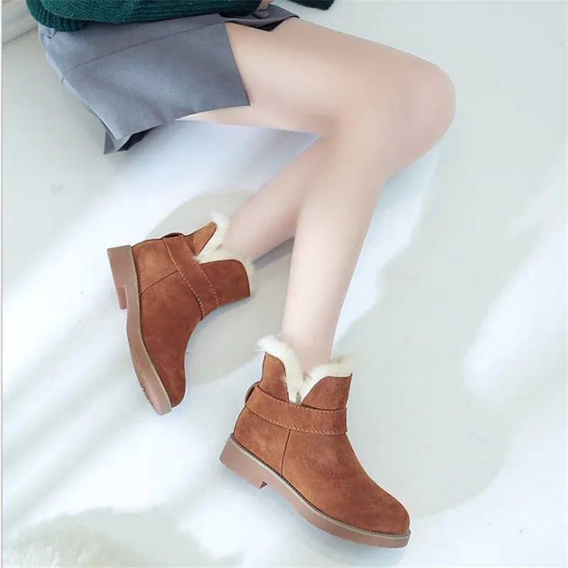 

CEYANEAO2019Top Quality Women's Genuine leather Snow Boots fur Warm Winter Boots fashion Women's boots ankle boots forwomenE1238