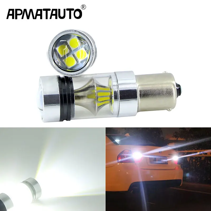 Светодиодная задсветильник лампа Apmatauto 2x1156 BA15S P21W высокой мощности 100W 3030 20SMD 6000K
