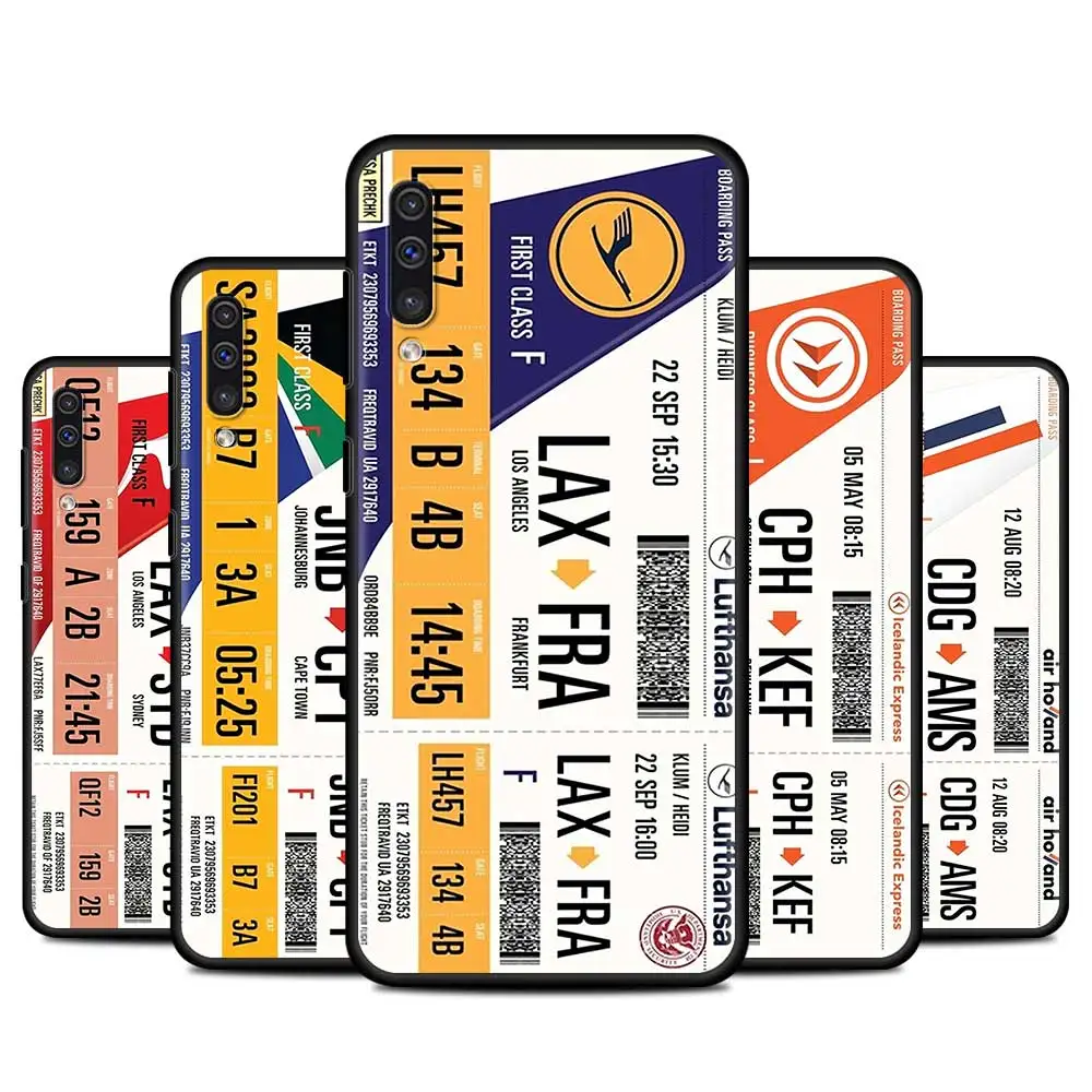 

Boarding Pass Air Ticket Cell Phone Case for Samsung Galaxy A50 A10 A70 A20e A30 A40 A20s A10s A10e A80 A90 A51 5G Cover Coque
