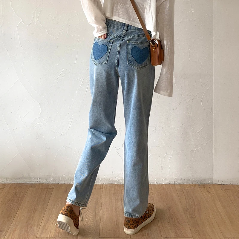 

Design Sense Niche Love Jeans Women's High Waist Slimming Straight Pants 2021 Spring and Summer New Loose Wide Leg Pants