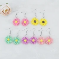 1 pair cute resin daisy flower new design stylish drop earrings for women girls elegant adorable fashion jewelry earrings
