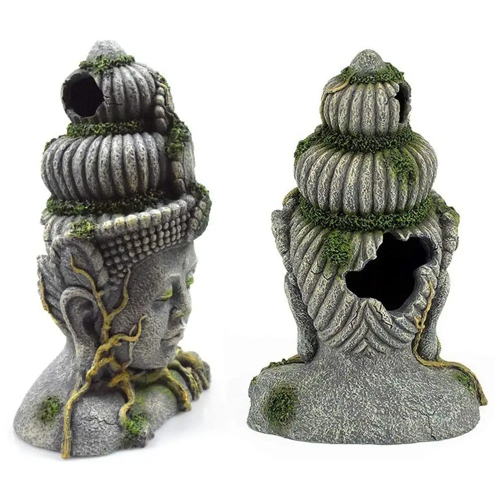 Статуя с головой Будды аквариумное украшение статуя Ландшафтная рыба креветка