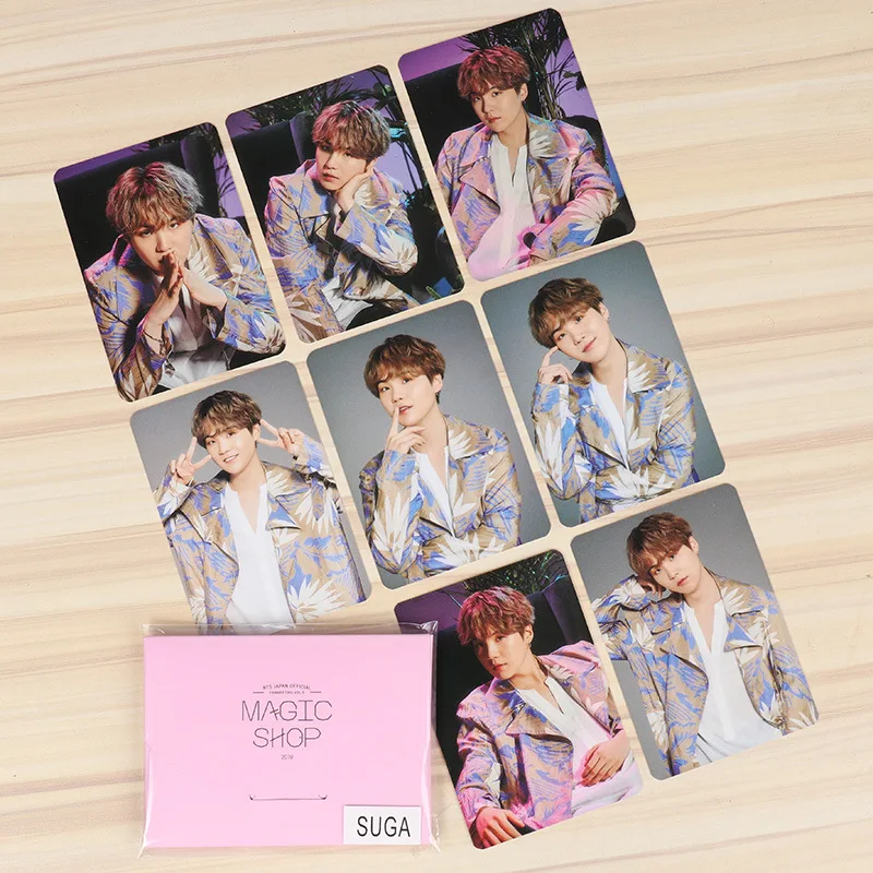 SUGA 8 шт./компл. Kpop Bangtan boys Фотокарта Япония официальный Fanmeeting VOL.5 Волшебная лавка Розовый фотоальбом карты элегантная упаковка kpop - Цвет: SUGA
