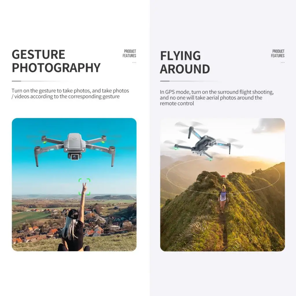 GPS Drone with Professional 4K 6K Camera, Brushless Motor 5G WIFI FPV Foldable RC Quadcopter Dron, Remote Control Helicopter