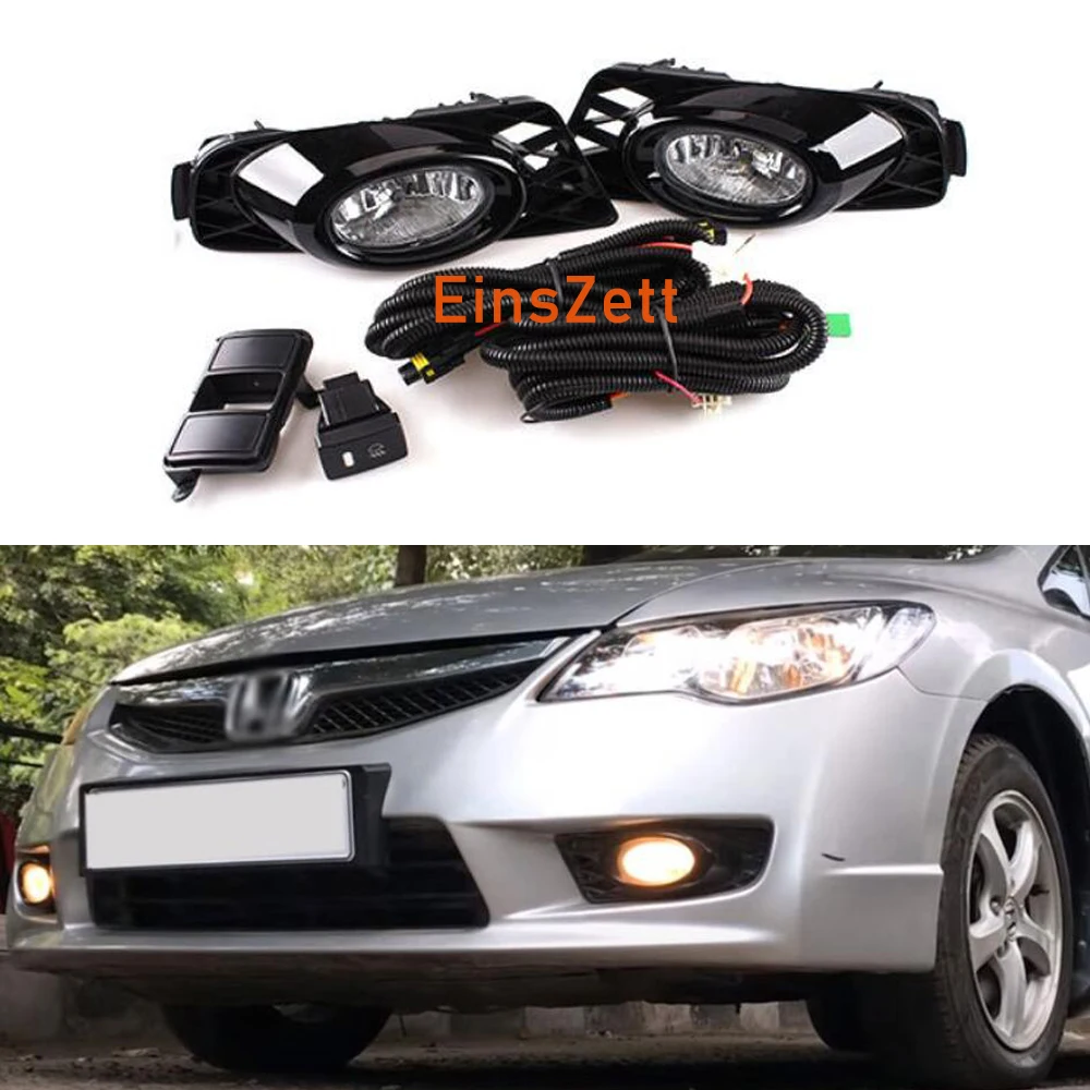 

1set Car Fog Lamp Assembly For Honda Civic 2009~2011 Front Bumper Light Spot Driving Daylight with Switch Wiring