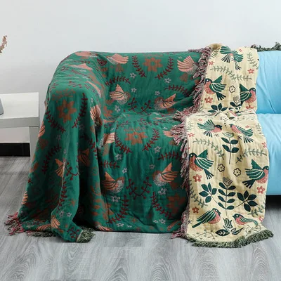 

Birds Geometry Deer Blanket Slipcover Stitching Blanket Rug Decorative Throws on Sofa/Bed Living Room 4JL102