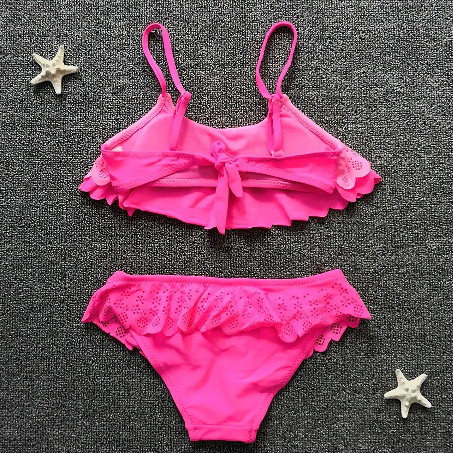 2020 купальник для девочек с оборками Детский комплект бикини вырезами из двух