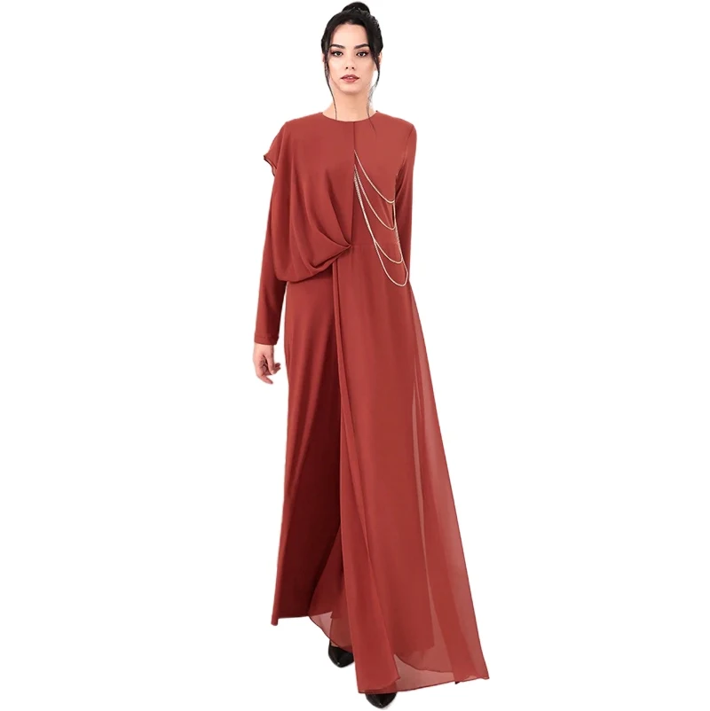 Мусульманский комбинезон, вечернее платье, пеньюар, халаты syari Dubai, Модный женский длинный костюм из двух частей, Abaya, мусульманские Абайи F2099