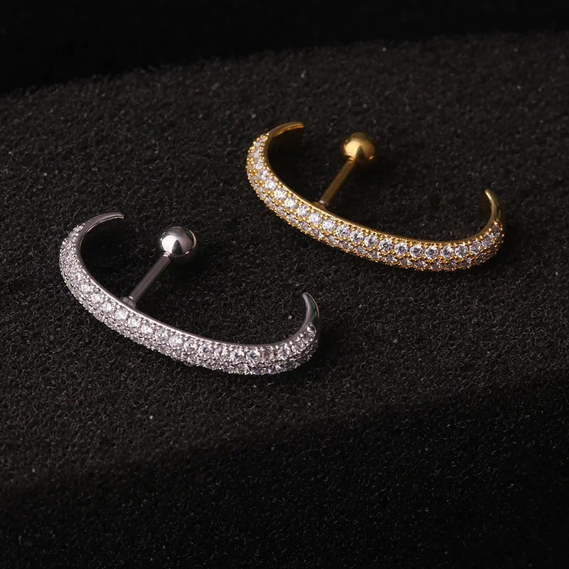 Гвоздик из нержавеющей стали с фианитом для пирсинга длинное ювелирное изделие