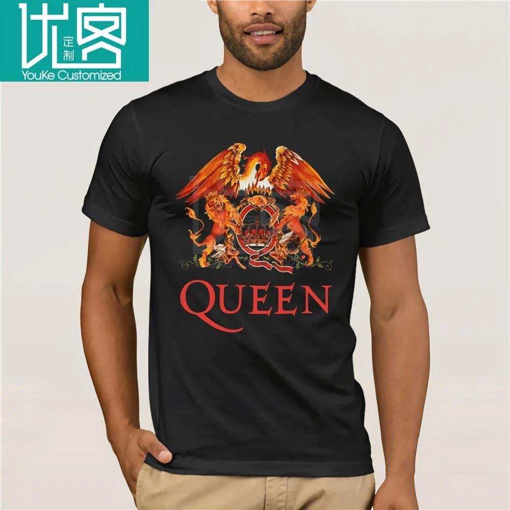 Мужская футболка Queen Classic Crest черная с круглым вырезом и надписью We Will Rock You | одежда