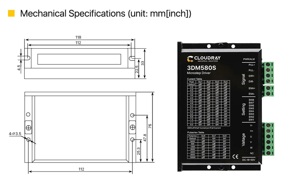 Cloudray 3 фазы 3DM580S Драйвер шагового двигателя напряжение питания 24-50VDC выход 1,0-8.0A ток