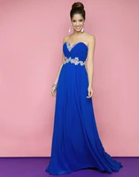 royal blue dress carpet free shipping party long chiffon sweetheart beading crystal formal prom gown bespoke occasion dresses