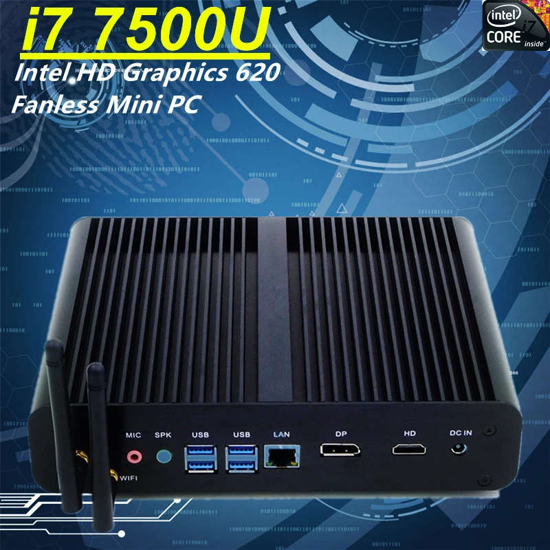 Встроенный мини ПК Eglobal Intel Core i7 7500U до 3 5 ГГц компьютерный чехол DP HD LAN 5USB DDR4 SD карта